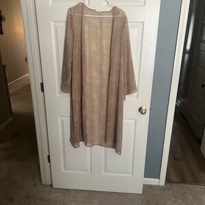 Adrienne Beige Taupe Sheer Patterned Duster